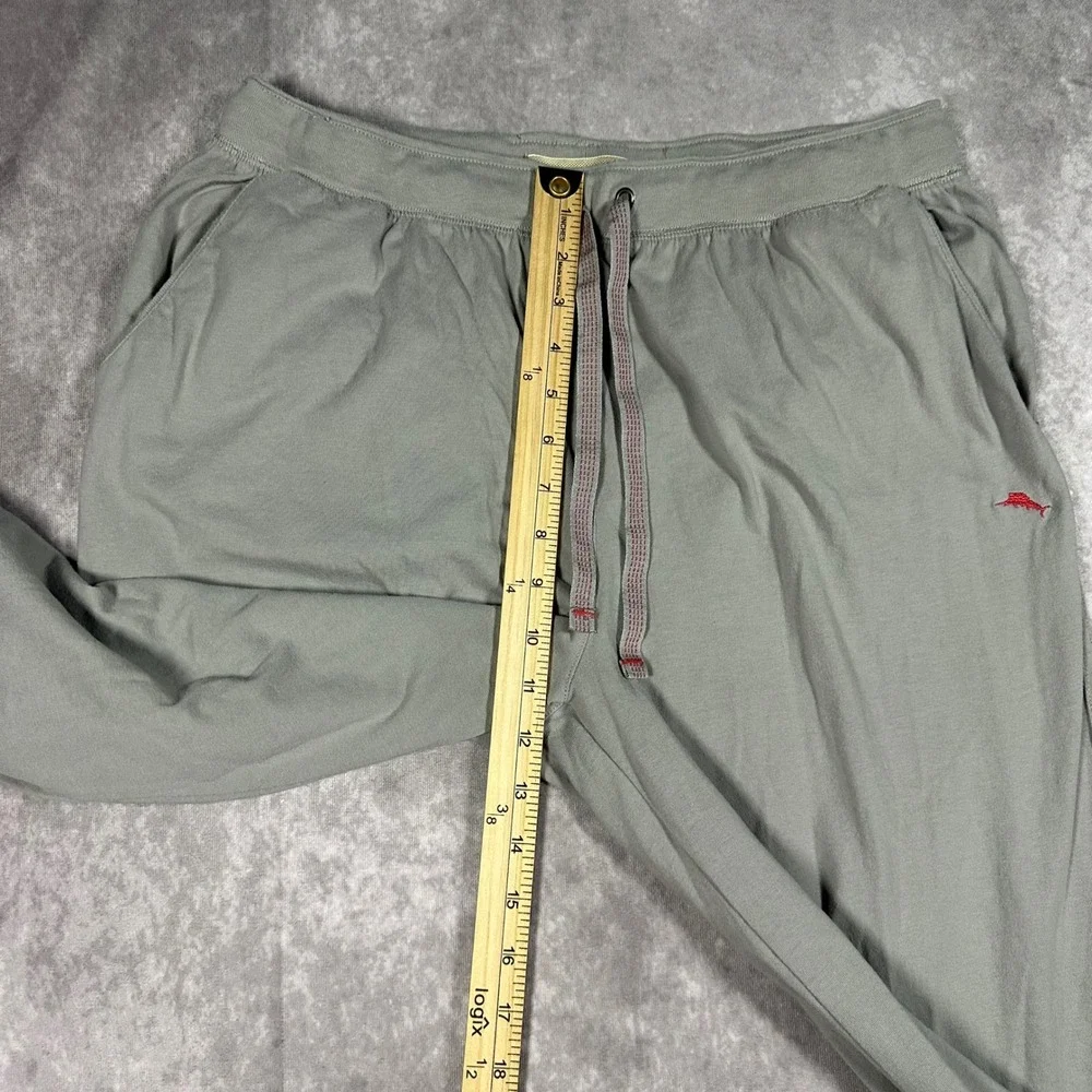 Tommy Bahama Mens Gray Cotton Lounge Pants Large Drawstring Marl Logo Athleisure